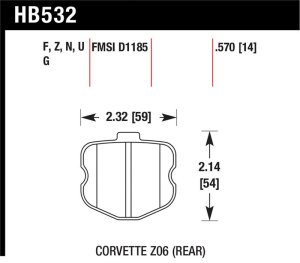 Chevrolet Corvette Grand Sport Brake Pads - Rear - Hawk Performance - DTC-60 Race Compound - `10-`12